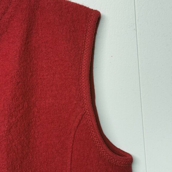 Coldwater Creek 100% Boiled  Wool Vest Full Zip Side Pockets Red Women M EUC - Picture 10 of 11